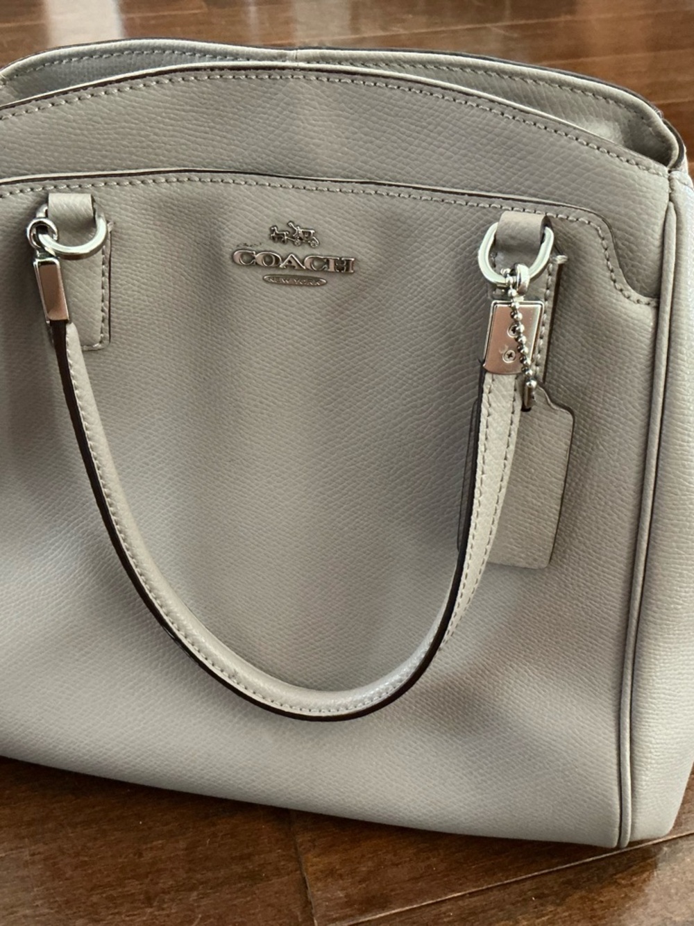 COACH Pebble Leather Tote in Light Gray - Like New